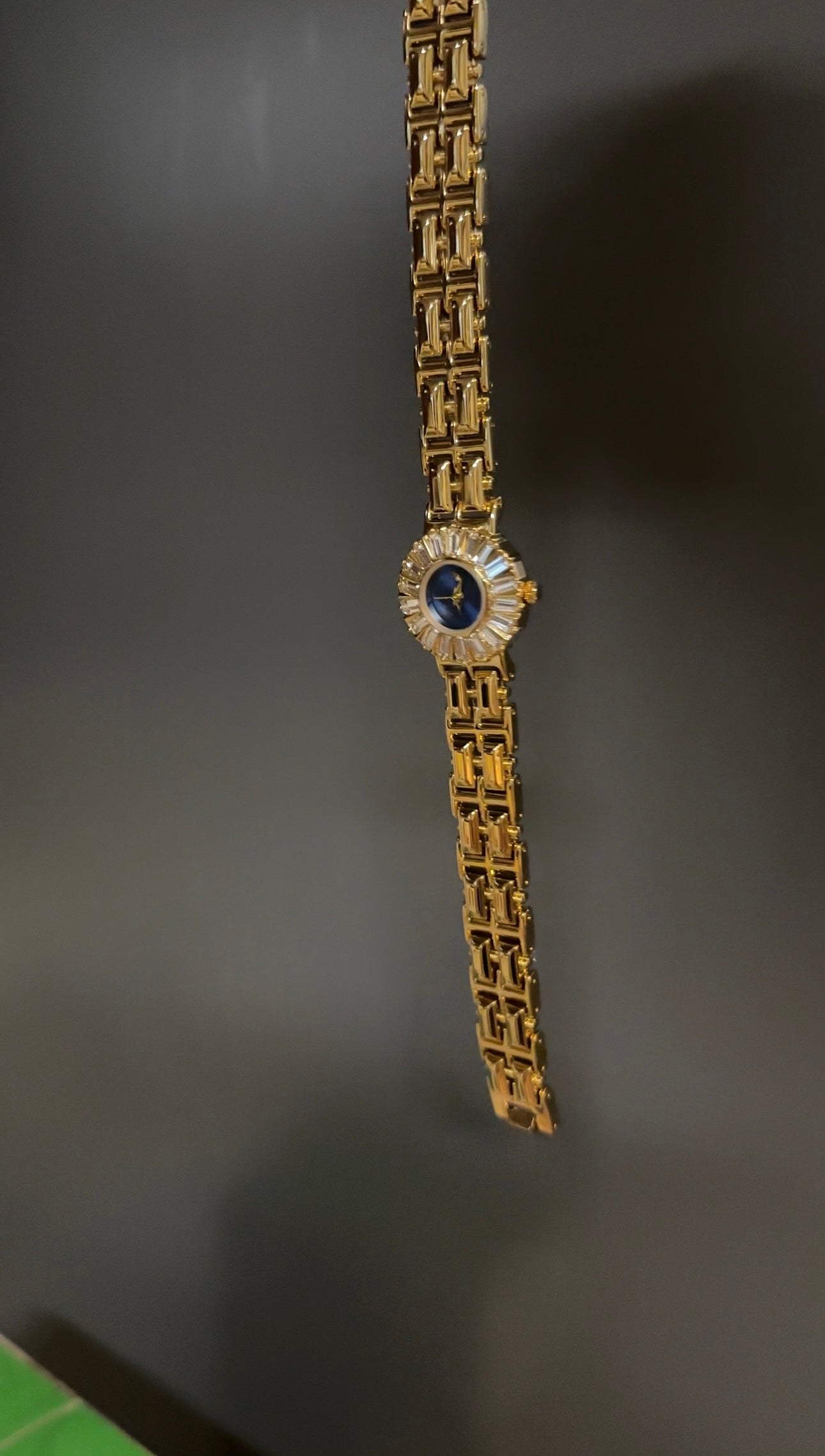 Women's Vintage Gold Watch, Blue Face Gold Crystal Gemstone Watch, Unique Watch, Vintage Inspired Watch