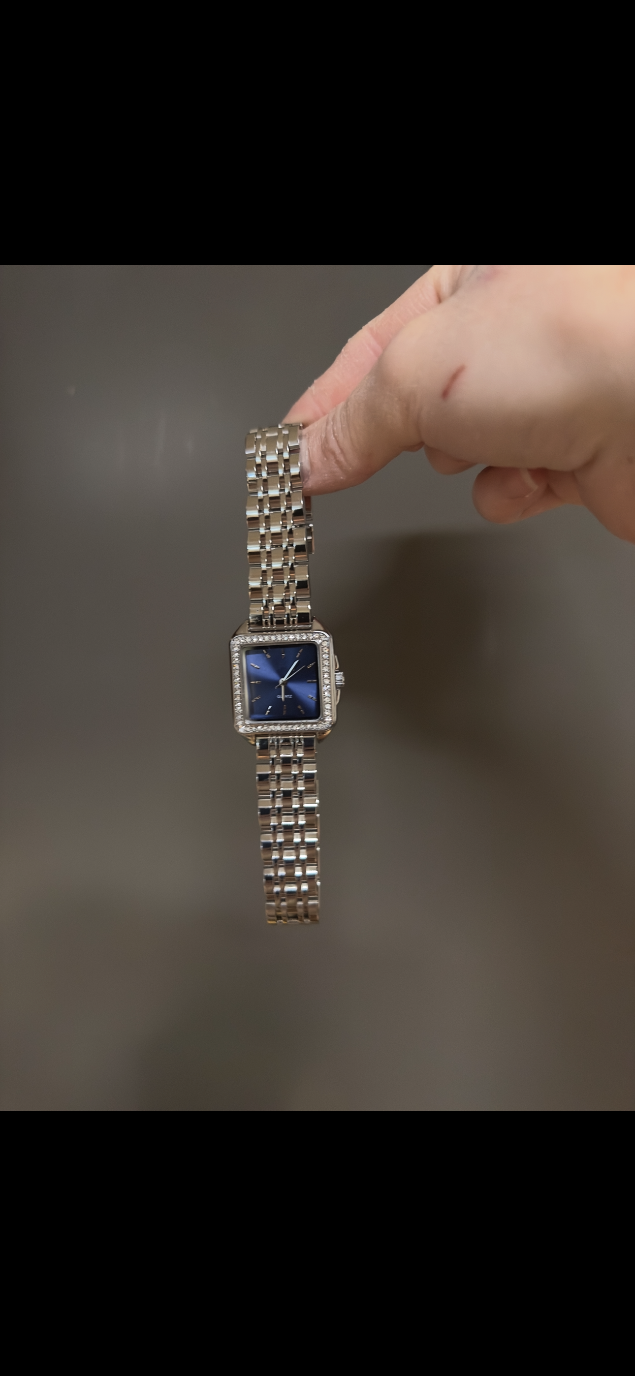 Women's Vintage Silver Watch, Blue Square Face Silver Crystal Gemstone Watch, Unique Watch, Vintage Inspired Watch