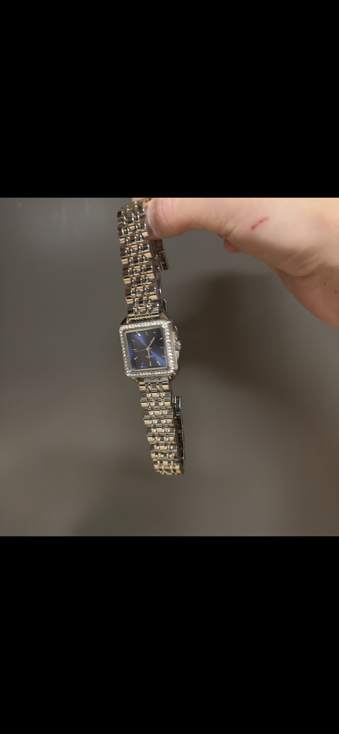 Women's Vintage Silver Watch, Blue Square Face Silver Crystal Gemstone Watch, Unique Watch, Vintage Inspired Watch