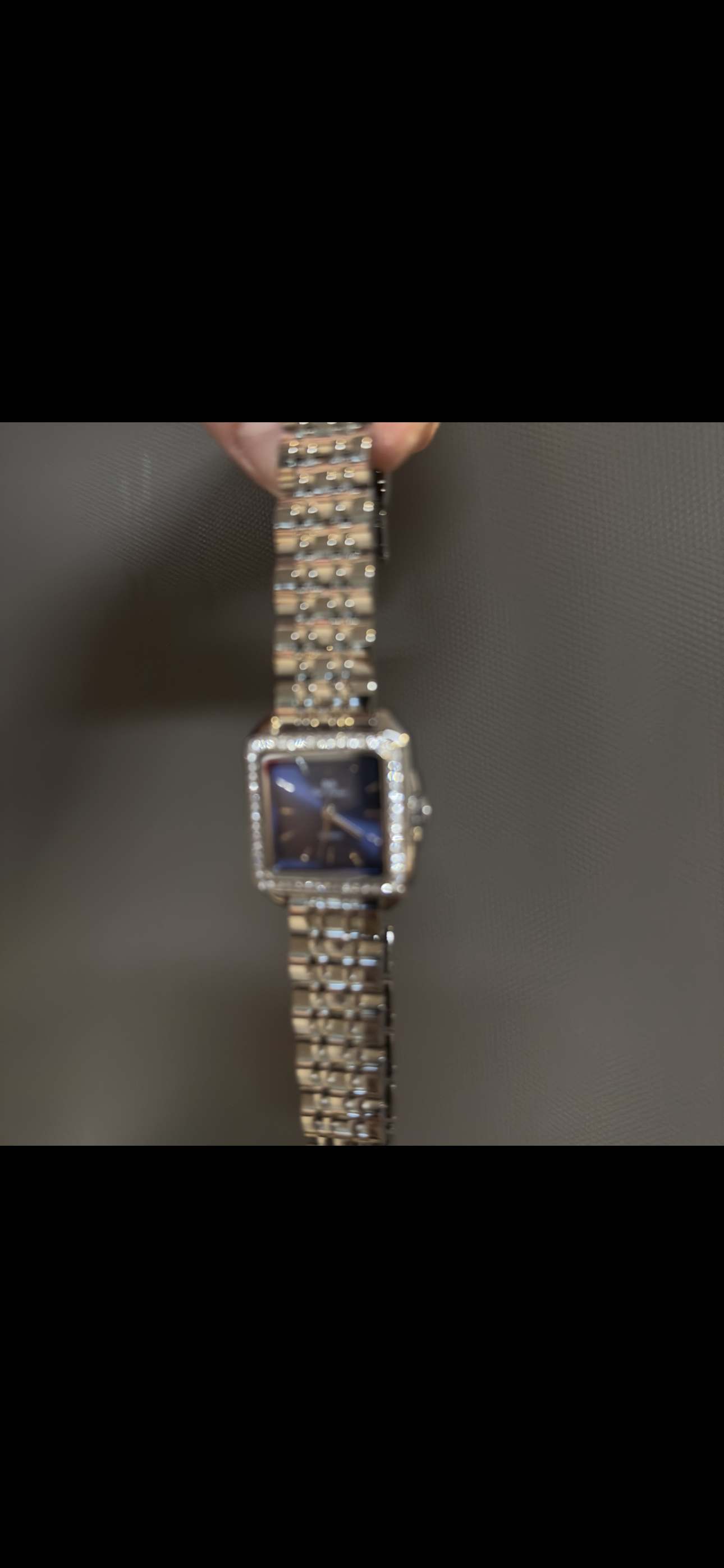 Women's Vintage Silver Watch, Blue Square Face Silver Crystal Gemstone Watch, Unique Watch, Vintage Inspired Watch