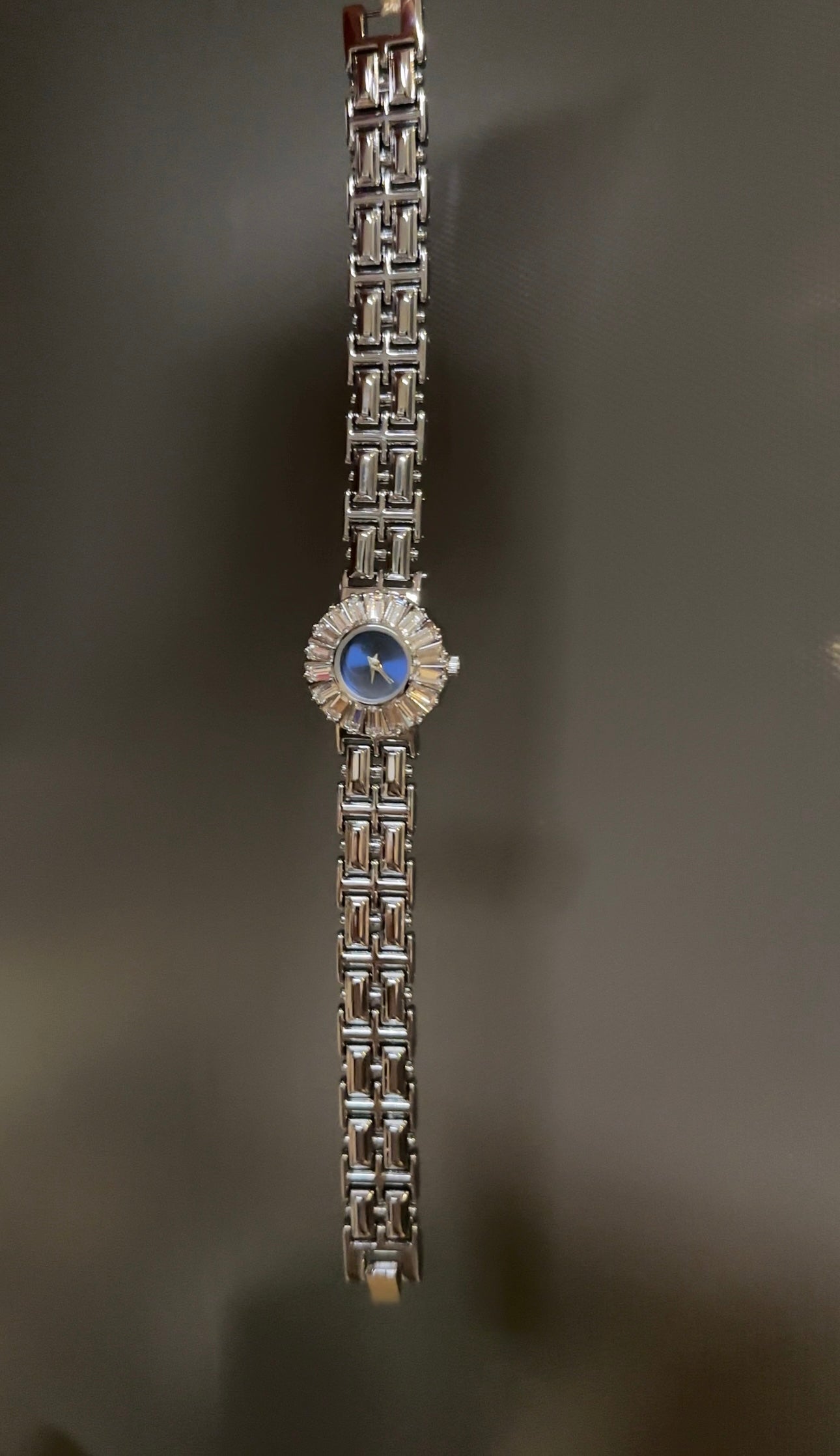 Women's Vintage Silver Watch, Blue Face Silver Crystal Gemstone Watch, Unique Watch, Vintage Inspired Watch