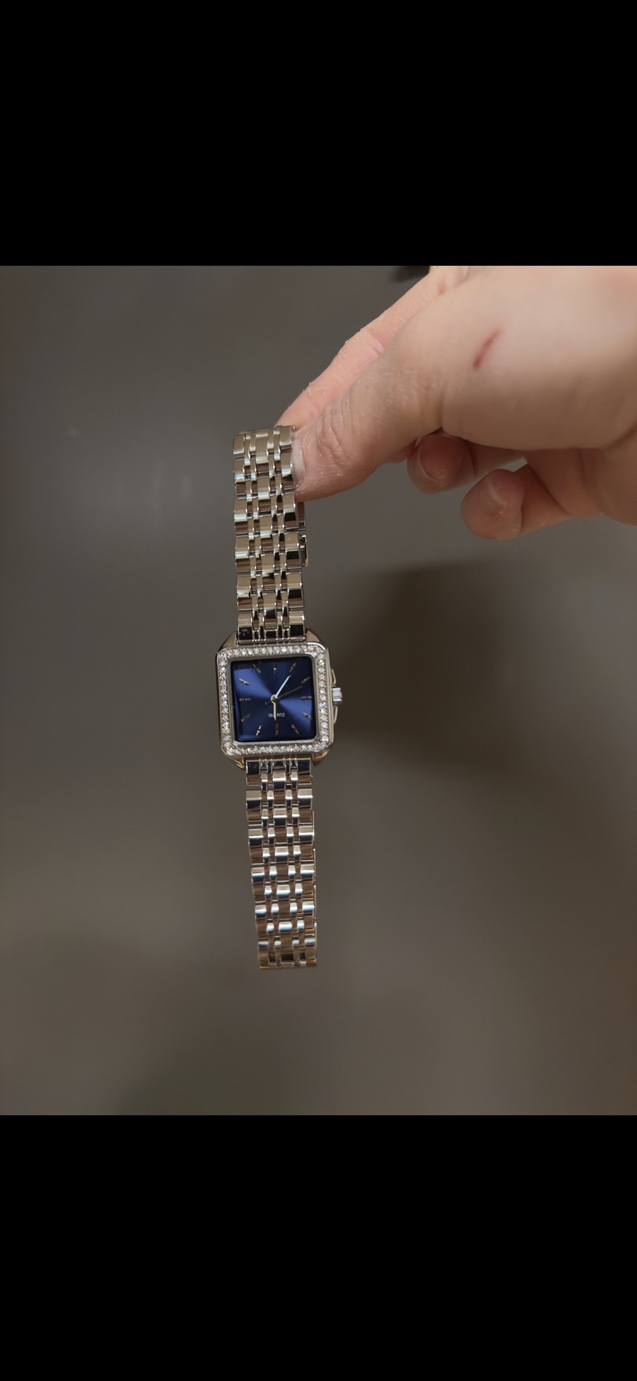 Women's Vintage Silver Watch, Blue Square Face Silver Crystal Gemstone Watch, Unique Watch, Vintage Inspired Watch