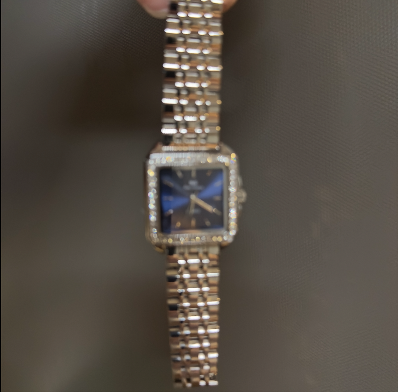 Women's Vintage Silver Watch, Blue Square Face Silver Crystal Gemstone Watch, Unique Watch, Vintage Inspired Watch