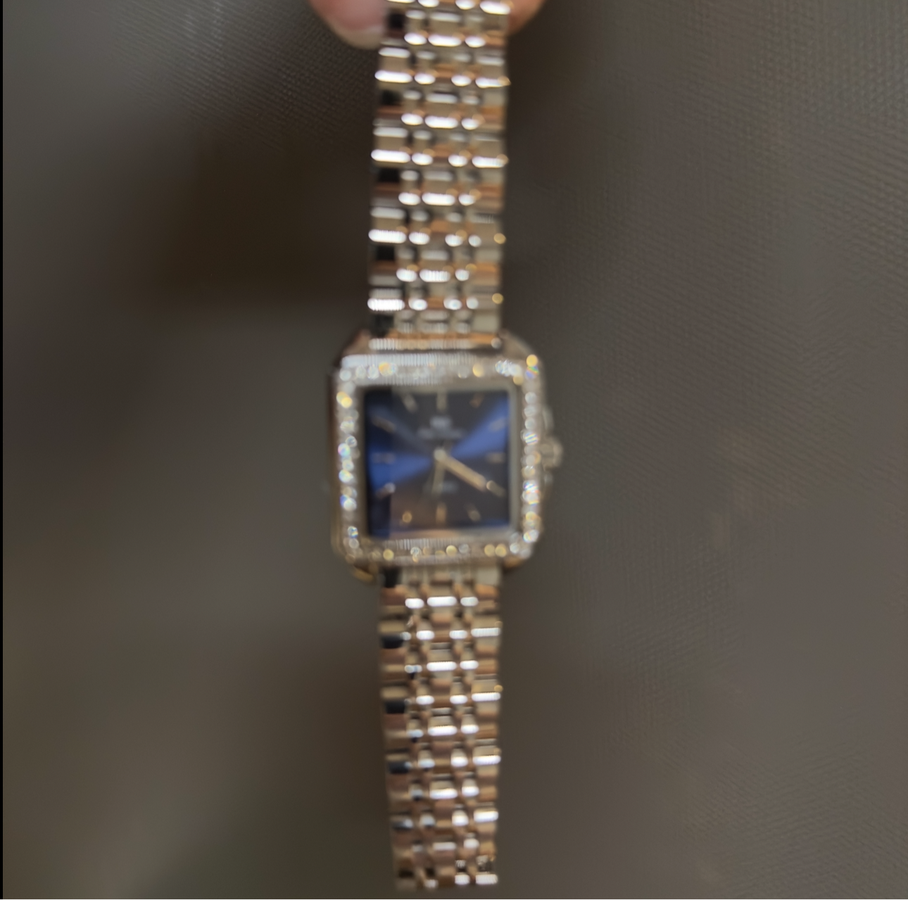 Women's Vintage Silver Watch, Blue Square Face Silver Crystal Gemstone Watch, Unique Watch, Vintage Inspired Watch