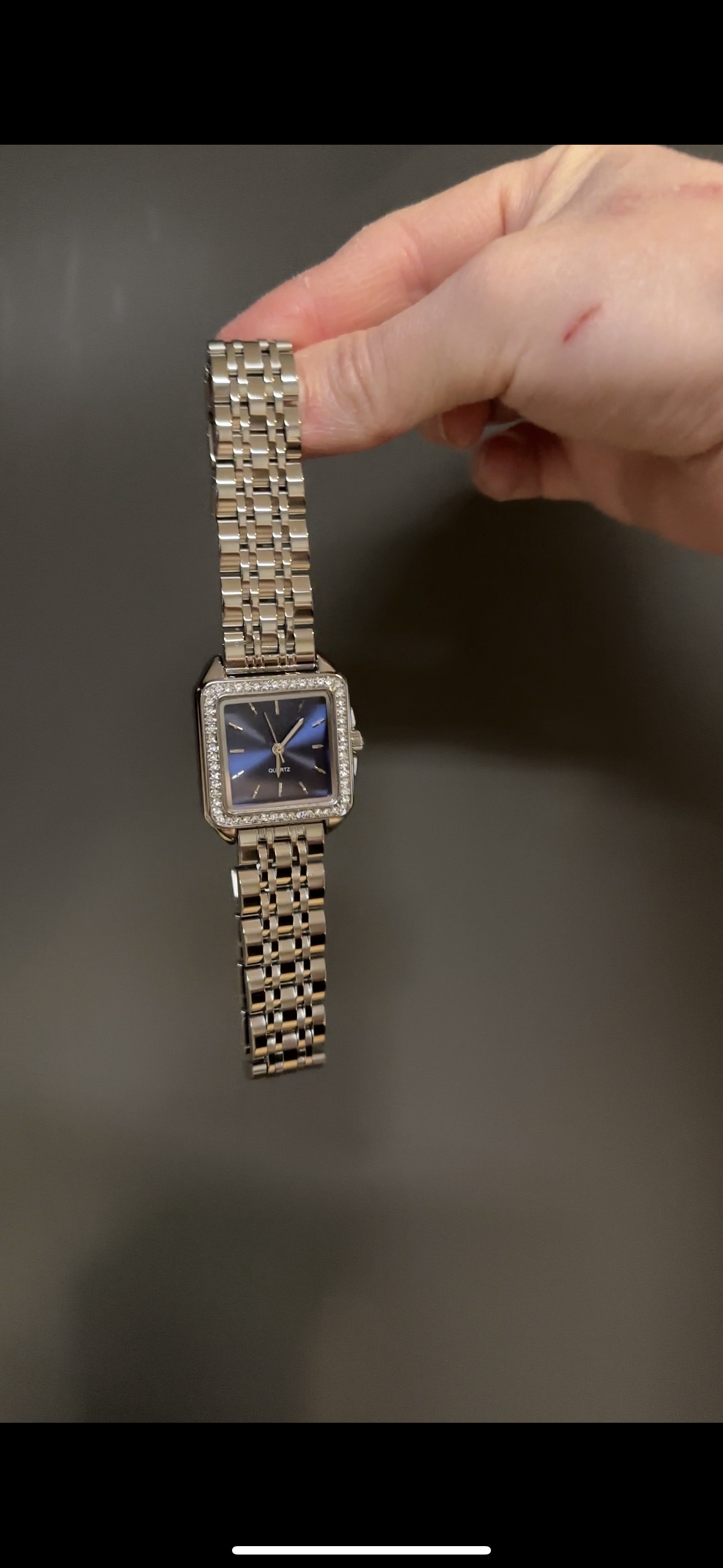 Women's Vintage Silver Watch, Blue Square Face Silver Crystal Gemstone Watch, Unique Watch, Vintage Inspired Watch