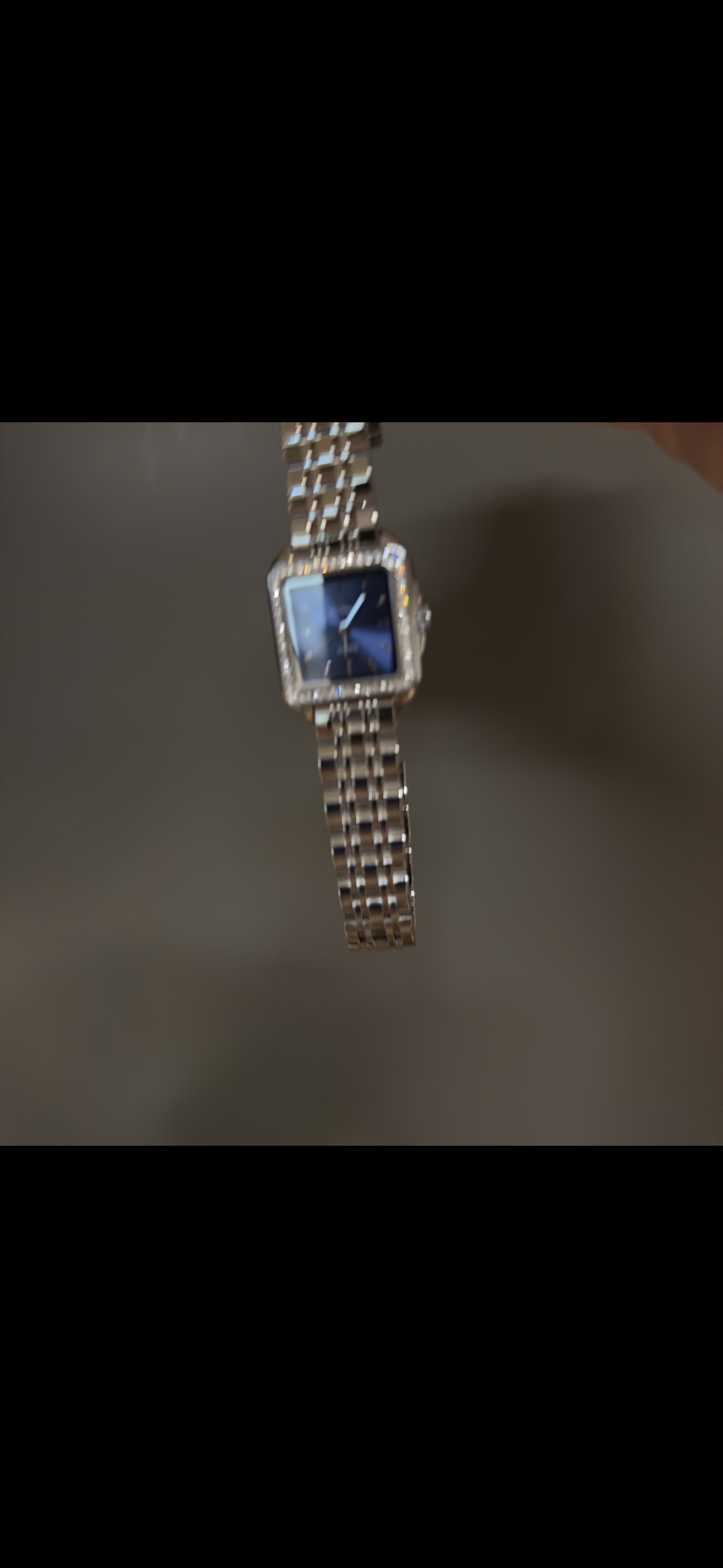 Women's Vintage Silver Watch, Blue Square Face Silver Crystal Gemstone Watch, Unique Watch, Vintage Inspired Watch