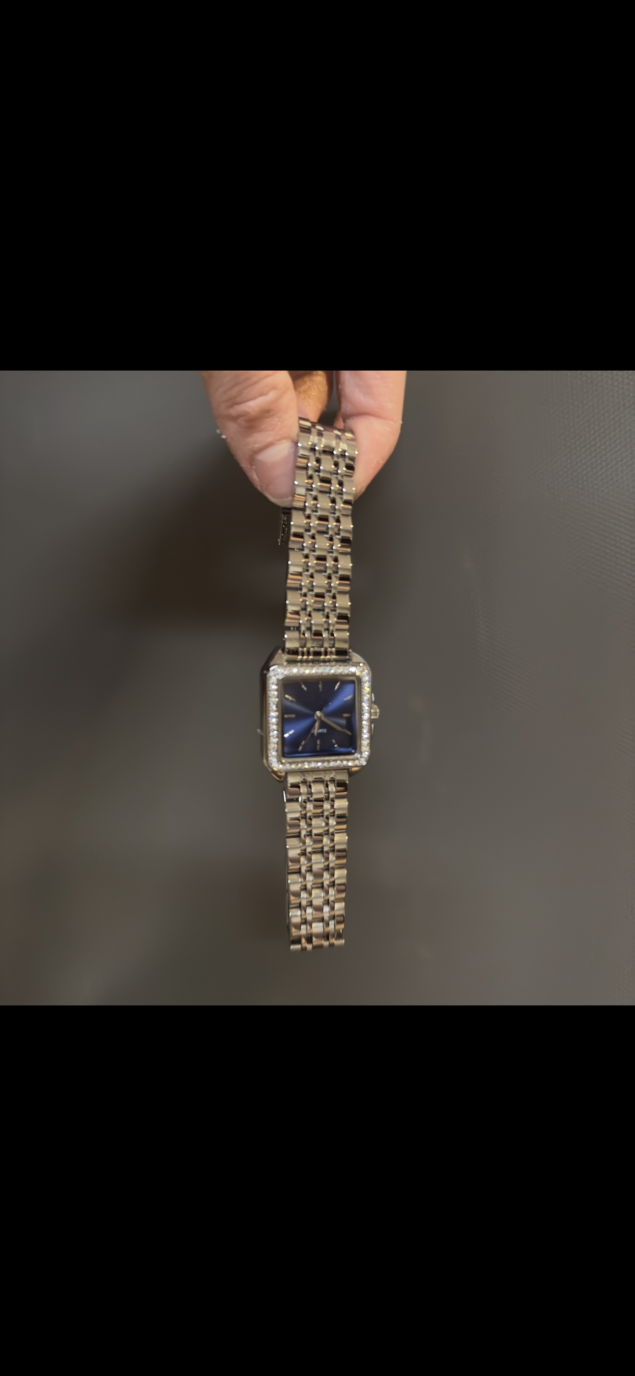 Women's Vintage Silver Watch, Blue Square Face Silver Crystal Gemstone Watch, Unique Watch, Vintage Inspired Watch