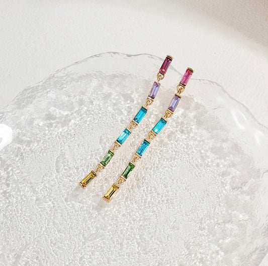 Rainbow Gemstone Drop Earrings