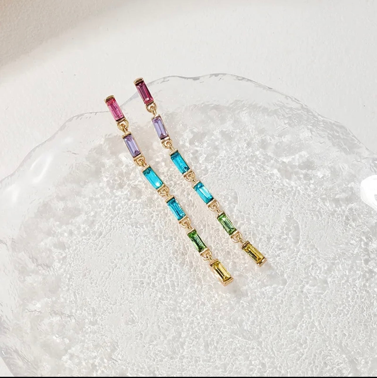 Rainbow Gemstone Drop Earrings