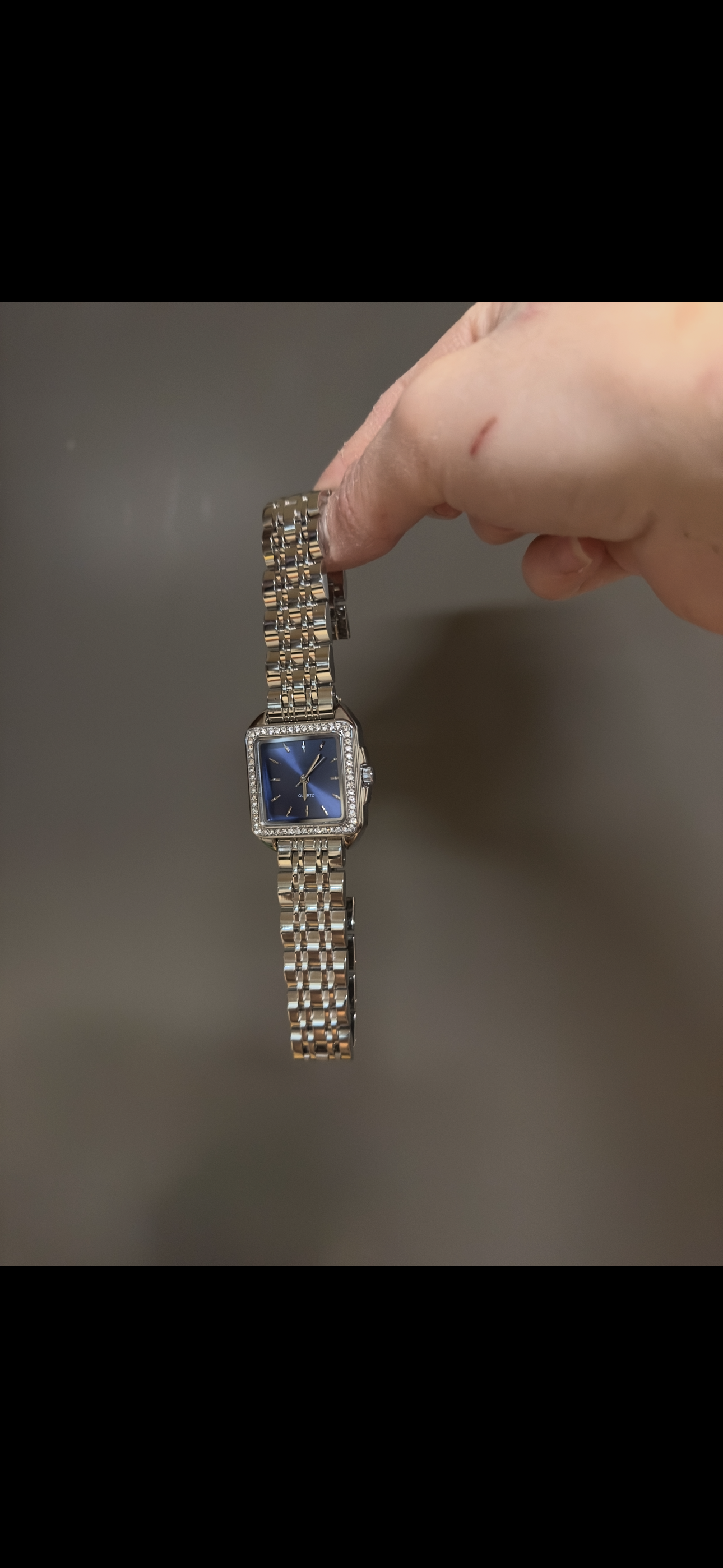 Women's Vintage Silver Watch, Blue Square Face Silver Crystal Gemstone Watch, Unique Watch, Vintage Inspired Watch