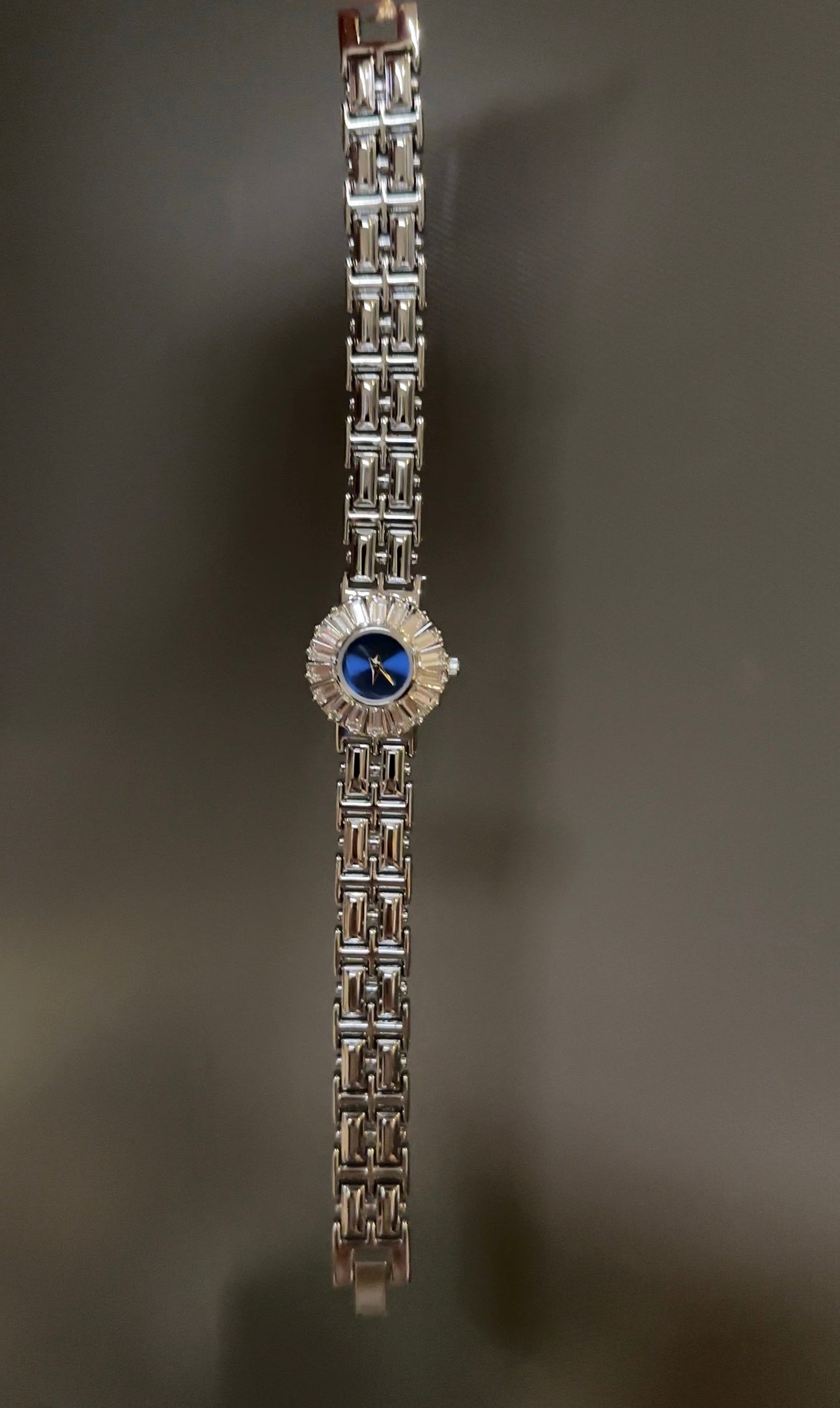 Women's Vintage Silver Watch, Blue Face Silver Crystal Gemstone Watch, Unique Watch, Vintage Inspired Watch