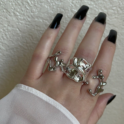 Silver Chunky Melted Drip Ring