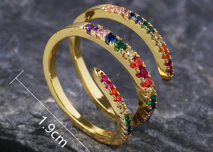 Adjustable Gold Rainbow Gemstone Ring