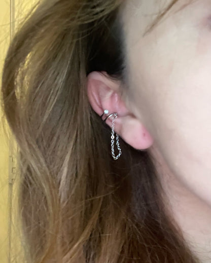 Silver Chain Ear Cuff