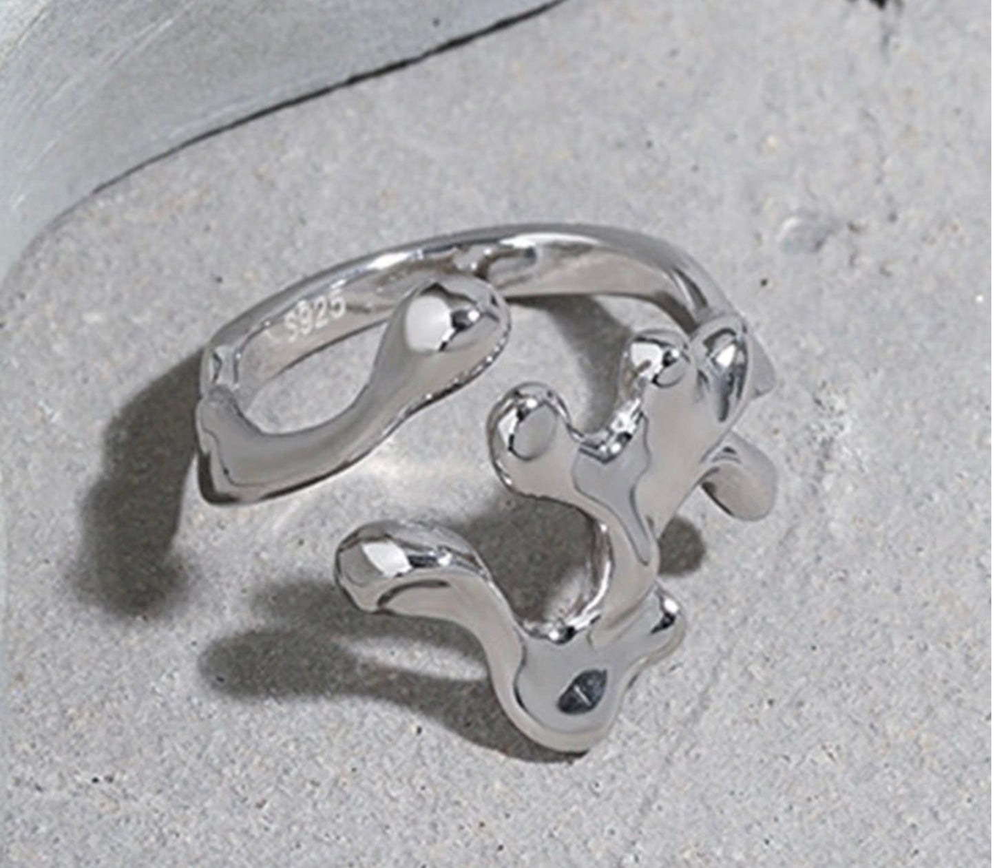 Silver Chunky Melted Drip Ring