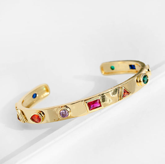 Rainbow Gemstone Gold-plated Bracelet